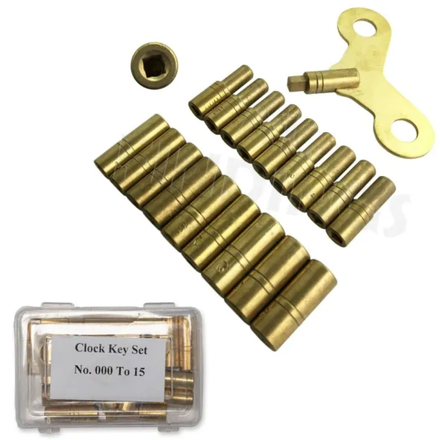 Clock Key Kit Set Size 000 -15 Mantle Longcase Grandfather ALL SIZES