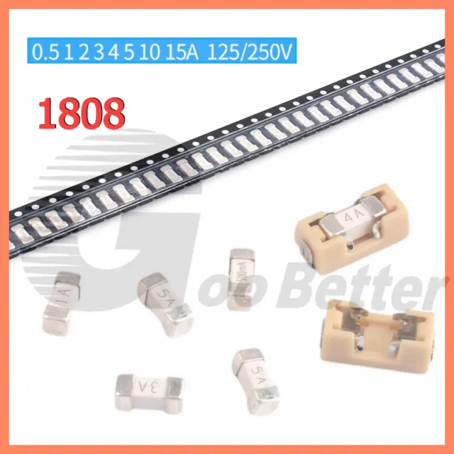 Fast Blow Fuse 1808 SMD Ceramics Fuse 125V 250V AC -500mA 1A 2A 3A 4A 5A 10A 15A