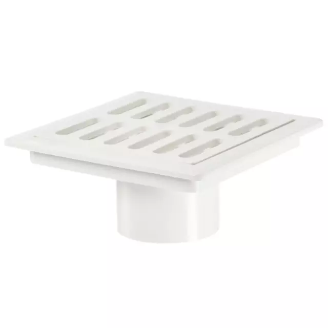 3.86" Cuadrado Piso Drenaje, PVC Ducha Drenaje con Desmontable Cubierta, Blanco