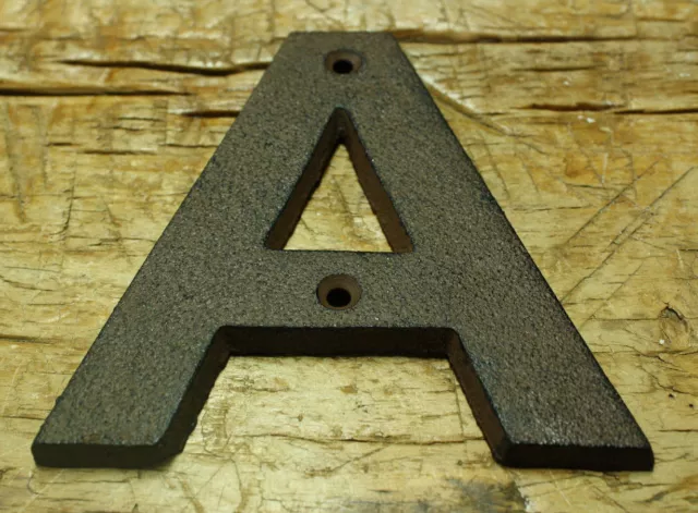 Cast Iron Industrial LETTER A Sign Rustic Brown 5" tall Alphabet