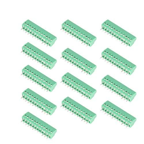 10pcs/Set Terminal Block Connector, 12 Pin 2.54mm Pitch Green PCB Universal