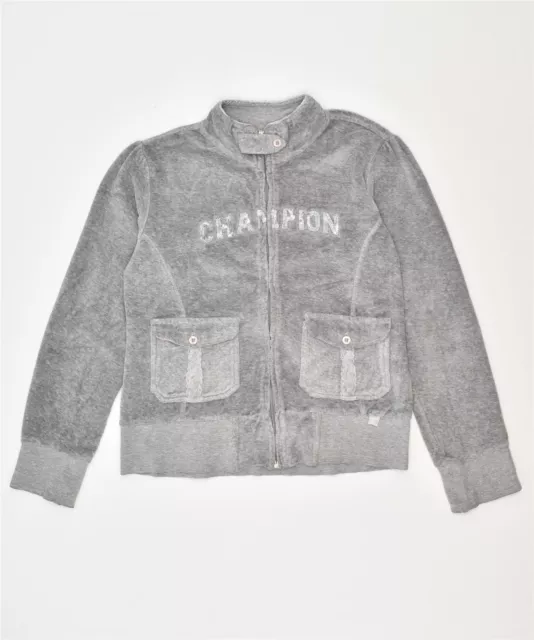 CHAMPION Girls Tracksuit Top Jacket 9-10 Years Medium Grey Cotton Sports HB01