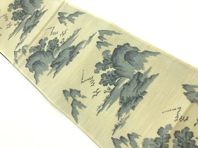 6358671: Japanese Kimono / Vintage Fukuro Obi / Woven Scenery Of Rocky Mountain