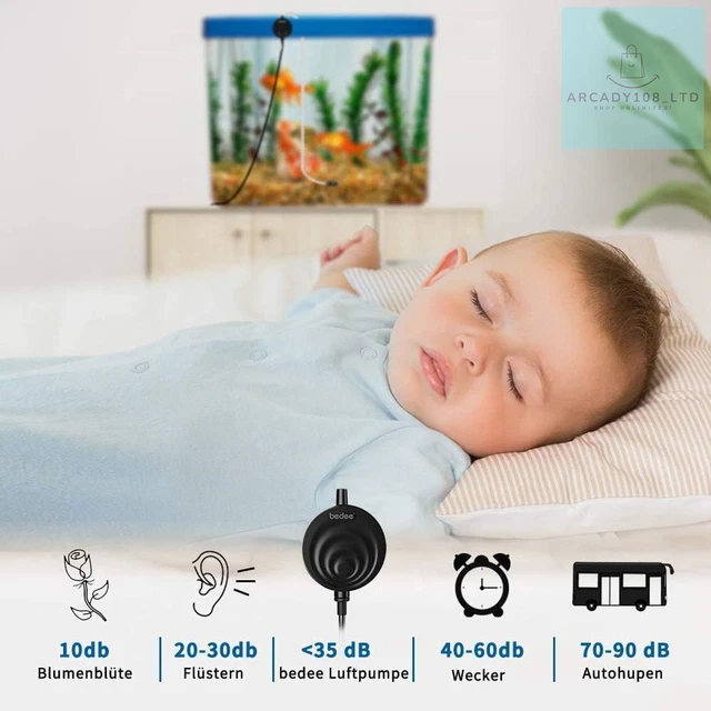 Bedee Aquarium Air Pump, Energy Saving 1W Oxygen Mini Fish Tank Air Pump, Ultra 3