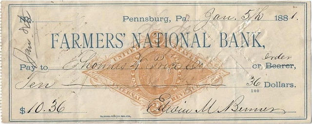 Farmers National Bank~Pennsburg, Pa~January 5, 1881
