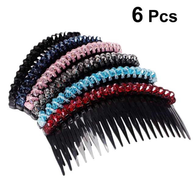 6 pz pettine francese sposa M clip per capelli strass lato strass