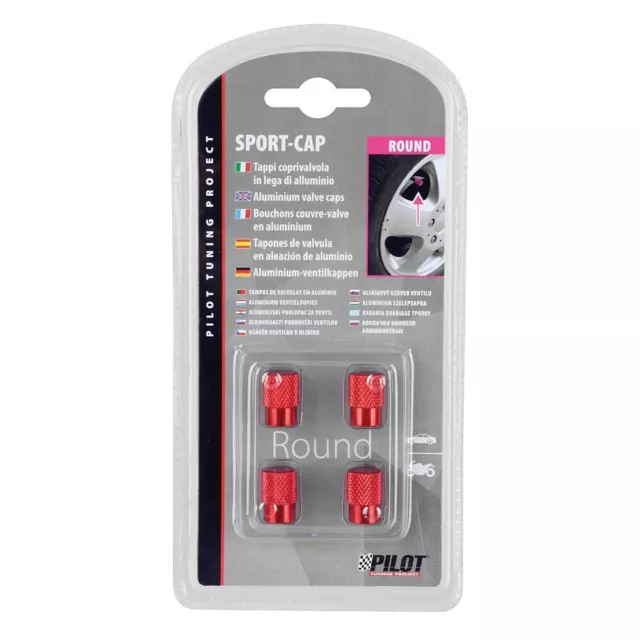 Sport-cap - Rosso Set 4 Tappi Coprivalvola In Lega Di Alluminio. Universali Auto