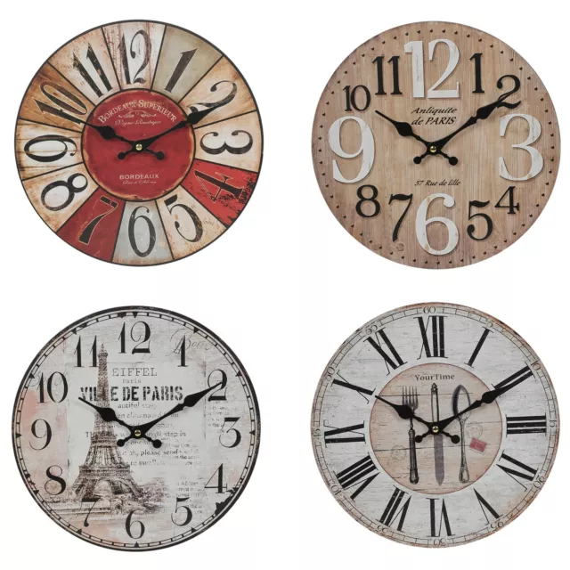 30cm Round Wooden Wall Clock Indoor Kitchen Modern Style Living Room Chic Home