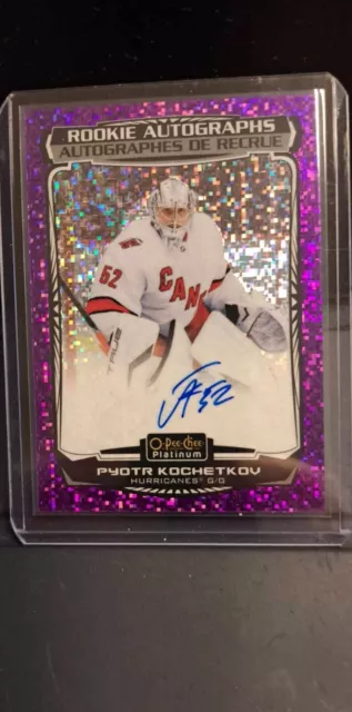 2022-23 OPC Platinum Rookie Auto Pyotr Kochetkov R-PK Violet Pixels /99 Canes RC