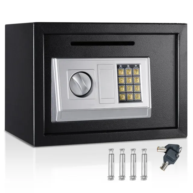 14" Digital Depository Drop Cash Safe Box Gun Jewelry Home Hotel Lock Black New