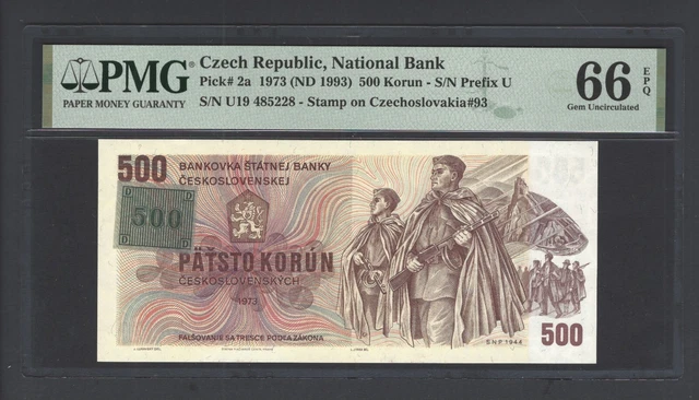 Czech Republic 500 Korun 1973 (ND 1993) P2a Uncirculated Grade 66