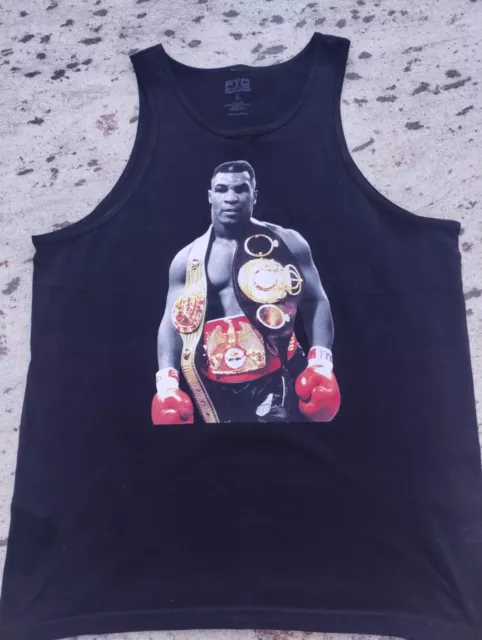 Men's Graphic Tank Top In Black XL..Iron Mike Tyson With Championship Belt