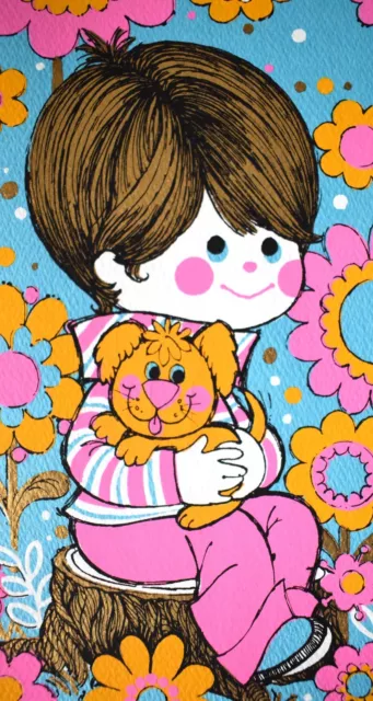 Blue Greetings Cards Love Message Vintage 1960s/1970s Wishing Card Retro USA  2