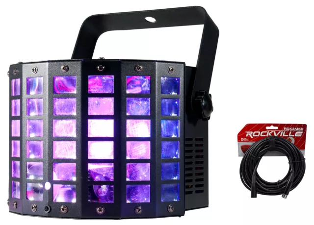 American DJ MINI DEKKER RGBW LED DMX Multi-Beam Derby/Strobe Effect Light+Cable