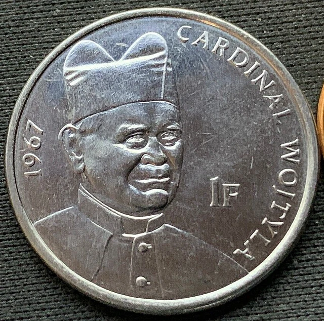 1967 Congo 1 Franc Coin UNC Pope John Paul II's Visit ( 10K Minted ) RARE #M112
