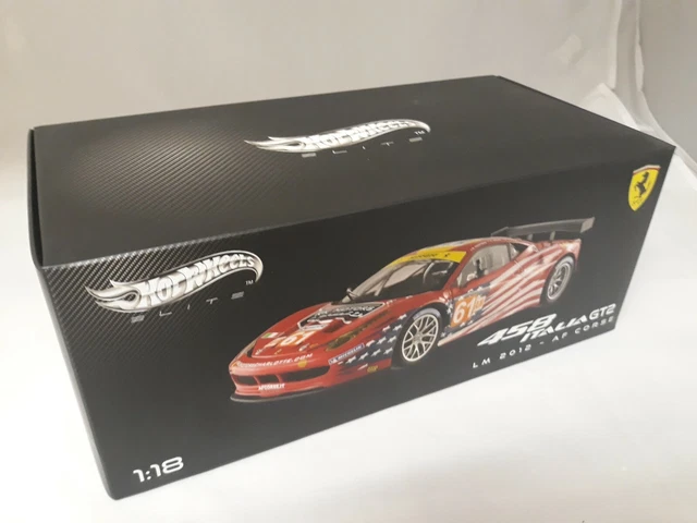 Hot Wheels Elite Ferrari 458 Italia GT2 Noir - 1/18 - Modèle Réduit