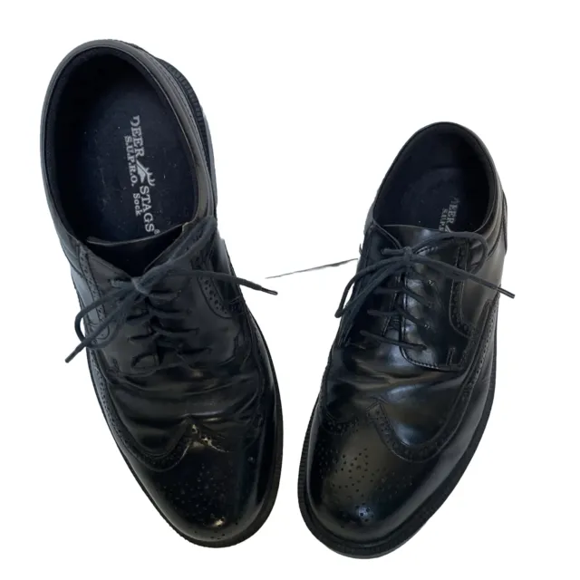 DEER STAGS S.U.P.R.O Tribune Men's 13 M Oxford Wing Tip Dress Shoes Black