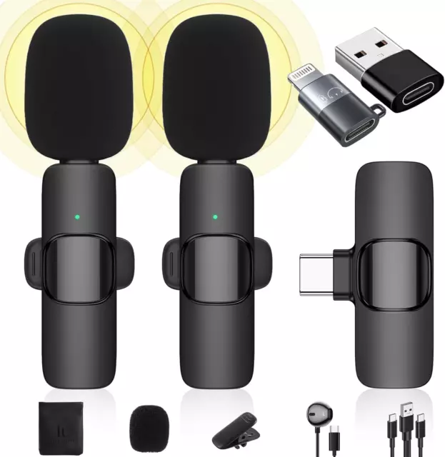 Wireless Lavalier Microphone Compatible with Iphone/Ipad/Android Phone/Laptop,