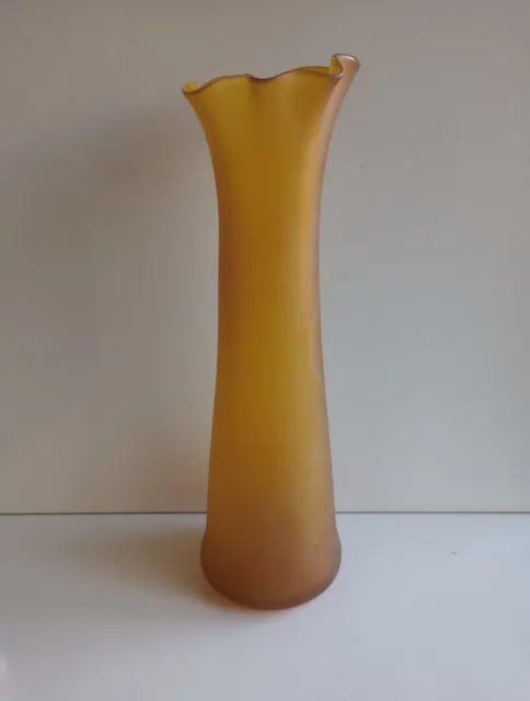Vase Art Glass Orange Alder Glass Works Hand Blown 36x11cm MCM Vtg Granny Core