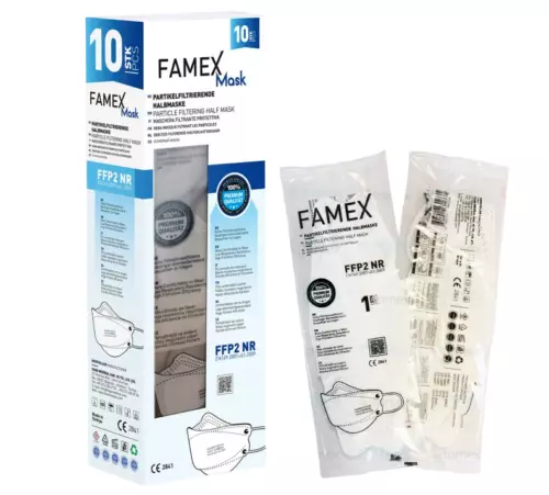 100 Famex  FFP2 Maske Mundschutz Masken Atemschutz 5-lagig  Hygiene  Weiß