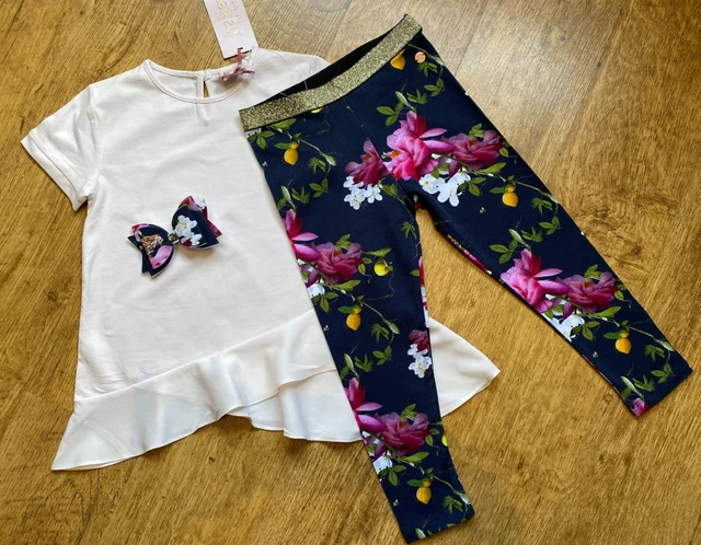 BNWT Ted Baker 4-5 years top leggings outfit floral set New Citrus Leopard bow 2