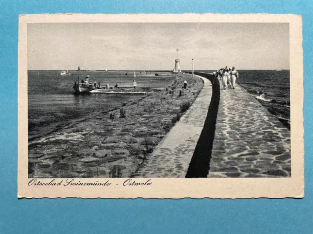 Alte AK von Ostseebad Swinemünde, Świnoujście, Ostmole, gelaufen 1938