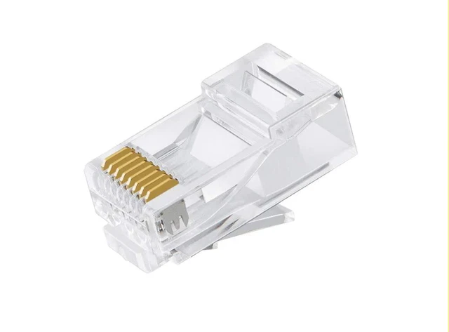 ASTROTEK CAT6 UTP -RJ45 Connector 8P8C Network Plug 3 Prong Blade 3U' Gold plati