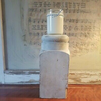 Antique Architectural Column Pillar Chunky Salvage Zinc Santa Christmas Candle 10