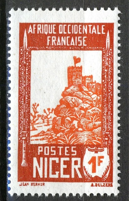 French Niger 1938, 1Fr Fortress MNH tropical gum, Yv 45A