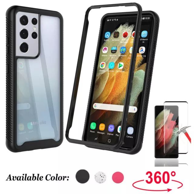 For Samsung Galaxy S21 Ultra/S21+/Plus Case Clear Hybrid Cover Screen Protector