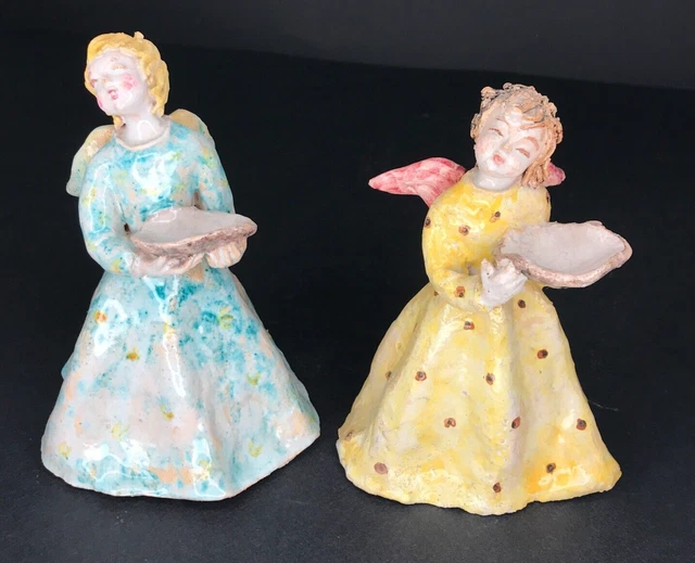 VINTAGE LOT 6 SANTONS CRÈCHE DROGUET + DE MALVILLE NEUFS TERRE CUITE PEINTS MAIN