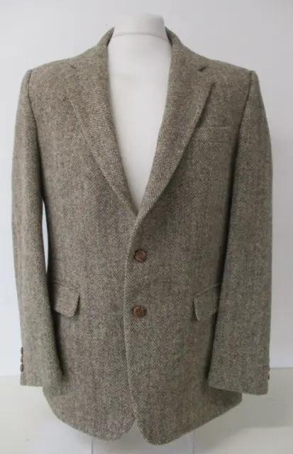 HARRIS TWEED Jacket, Blazer, Sears, Brown Grey Herringbone, 40" Chest - R731