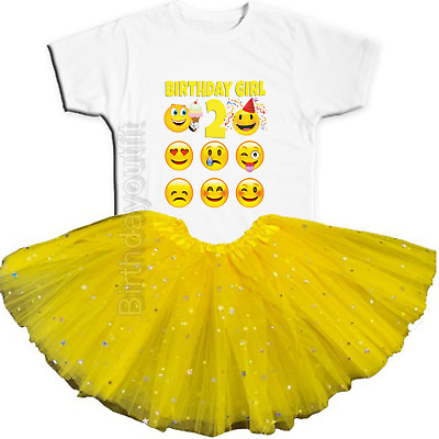 Emoji Party 2nd Birthday Yellow Tutu Outfit Personalized Name option