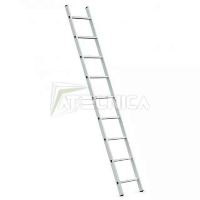 Escalera Recta De Apoyo de Aluminio 9 Pasos Alto 2,4m Atecnica SCA09