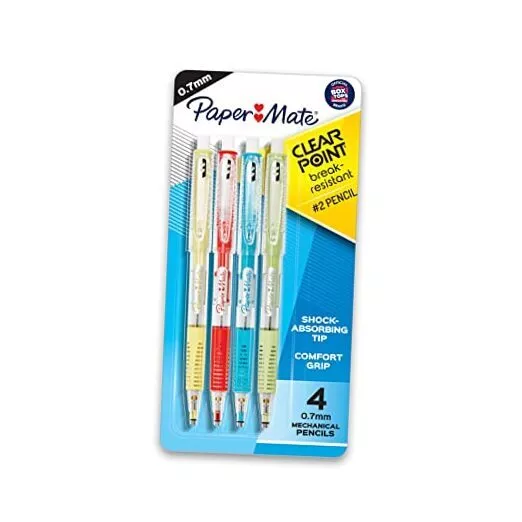 Paper Mate Clearpoint Break-Resistant Mechanical Pencils, HB 4 Count Assorted