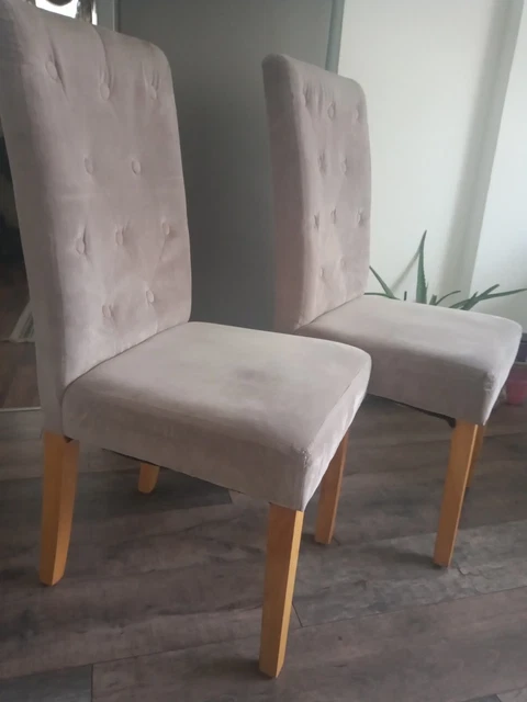 PAIR OF TAUPE Buttoned Dunelm Dinning Chairs 40.00 PicClick UK