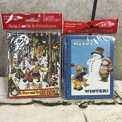 Mary Engelbreit Note Cards Christmas Winter Snowman NIP NOS 2 Packages Of 8