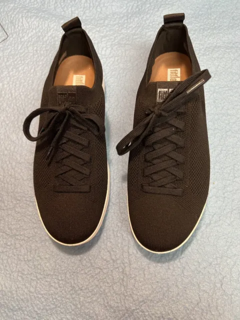 NWOB FIT FLOP Sneakers Black Woven Low  Comfort Shoes Women’s 8.5 M