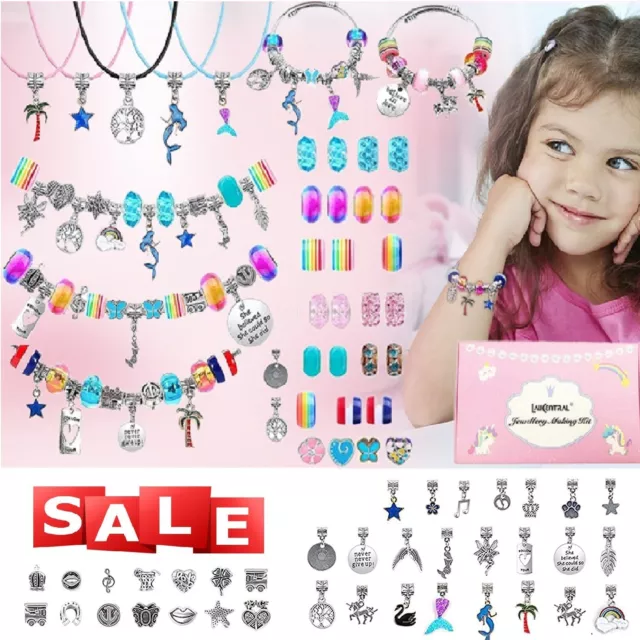 Toy Gifts for 5 6 7 8 9 10 Year Old Girls, Girls Charm Bracelet Making Kit Set