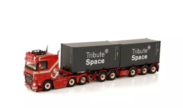 WSI 1:50 Weeda Transport DAF XF Space Cab 6x2 Combi Container-Trai Truck Diecast