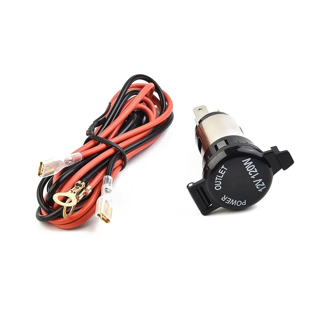 Prise Allume-cigare 12V/24V étanche - Câble 14AWG 2m Avec Fusible - Pour Voiture, Moto, Bateau