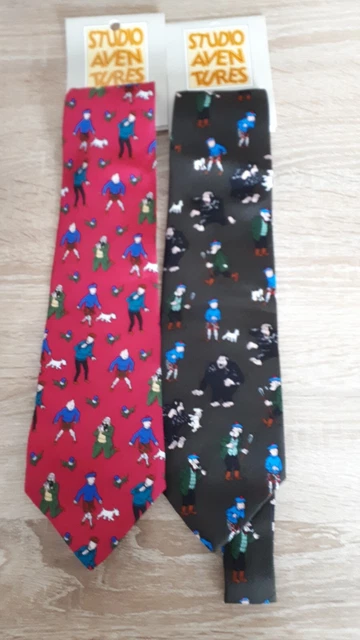 Cravate Tintin Citime - Milou & Lion - 100% Soie - 1993 - Pochette Citime