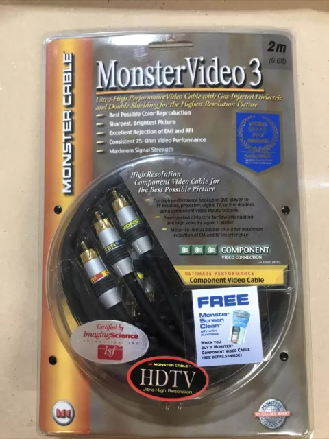 MONSTER CABLE VIDEO 3 MV3CV-2M 6.6ft ULTRA-HIGH PERFORMANCE VIDEO CABLE RCA NEW