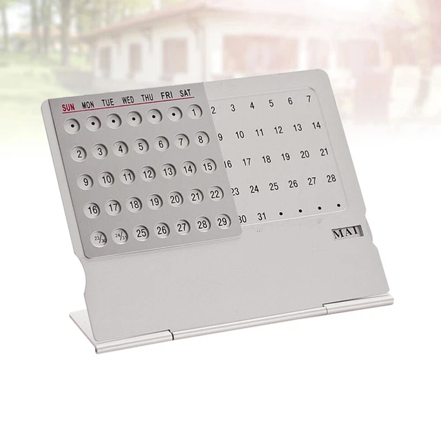 1pc Mini calendrier de bureau ultra-mince en métal calendrier perpétuel agenda