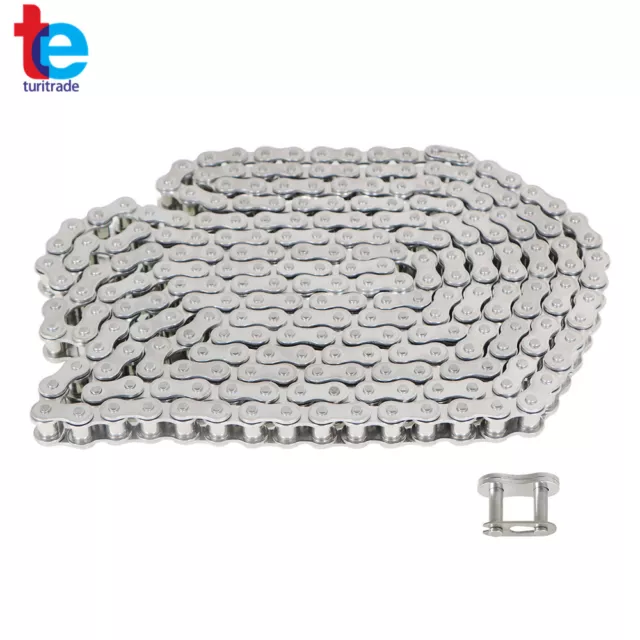 #40SS Stainless Steel Roller Chain x 10 feet+1 Free Connecting Links