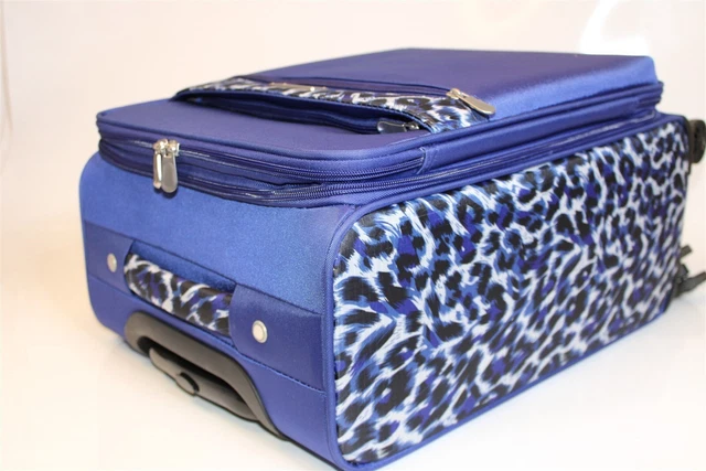Samantha Brown Navy Leopard NEW 2PC Set Carry On & Tote Luggage S7655-47-2PC 10