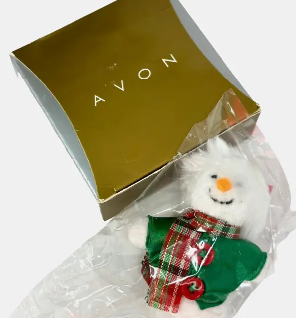 Vintage Avon Pin Plush Snowman Christmas Holiday Jewelry New In Box