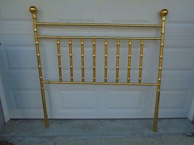 Gold Faux Bamboo Full Size Headboard Art Deco Hollywood Regency Double Boho Gold Faux Bamboo Full Size Headboard Art Deco Hollywood Regency Double Boho