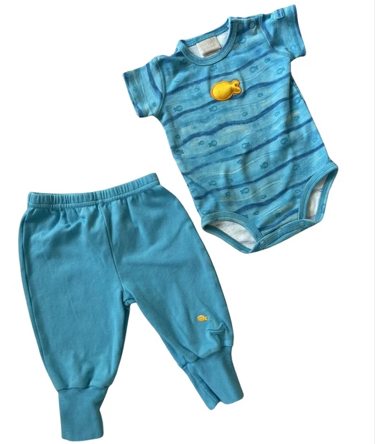Carters Baby 2 Piece Set Boys Infant Size 0-3M Blue T-shirt & Jogger Pants