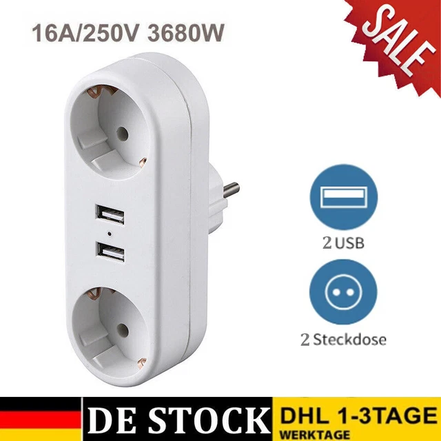 BENSON Steckdosenleste Mehrfachsteckdose Steckdose Euro Steckdosenleiste Mehrfachstecker 2 3 4 Fach Usb 2 Fach Flach